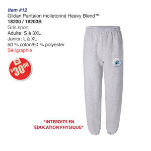 Item 12 Aigles Bleus Gildan Pantalon molletonné 18200 18200B 2026