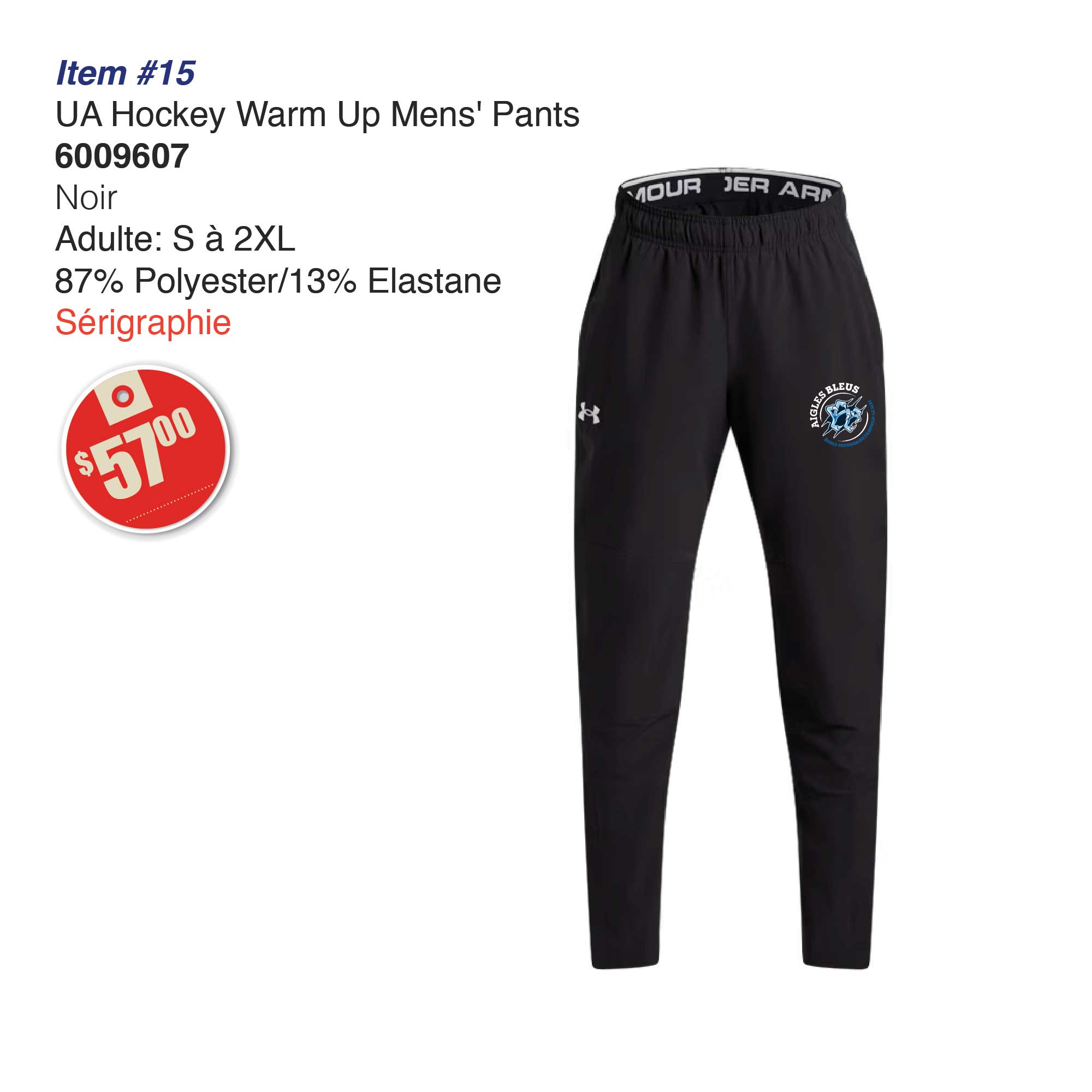 Item 15 Aigles Bleus UA Hockey pants 6009607 2026