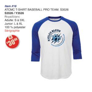 Item 16 Aigles Bleus ATC T-Shirt Baseball S3526 2026