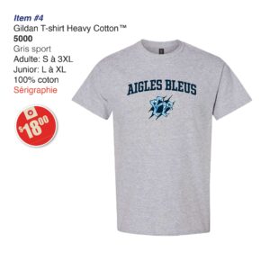 Item 04 Aigles Bleus Gildan T-Shirt 5000 5000B 2026